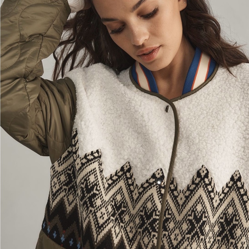 Anthropologie fall 2024 Tierney Fair Isle quilted jacket. EUC. - Picture 2 of 7